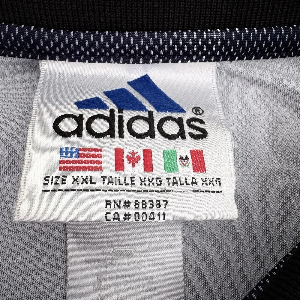 Vintage Y2k‎ Adidas Mens 2XL Blue Striped Polo Shirt Shiny Collared Heavy Sports